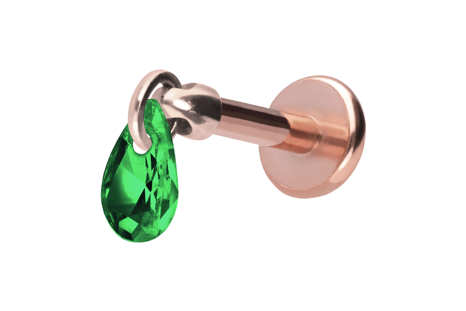 Titan Labret Piercing mit Push Fit KRISTALLTROPFEN